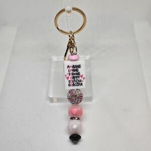 NWT Amazing Mother Handmade Bling and Beaded on Goldtone Keychain